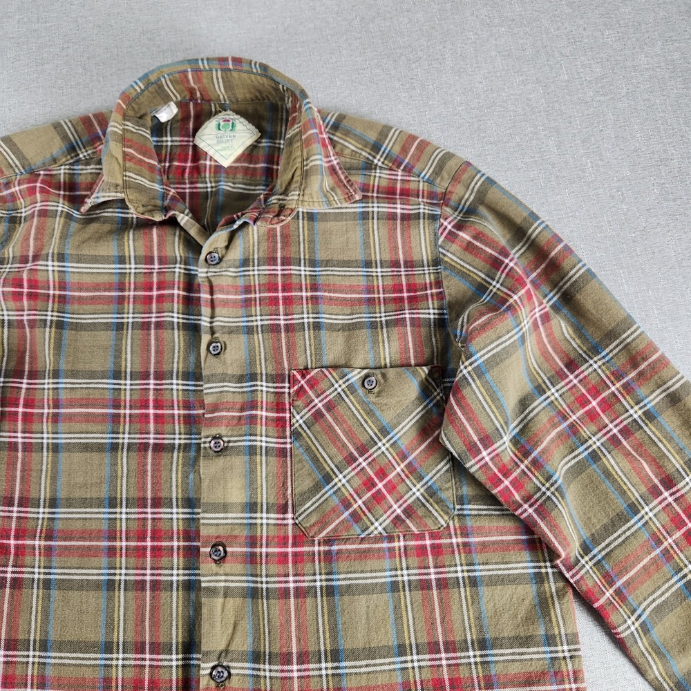 Vintage Royal Scot Reiver Large Plaid Flannel Olive Red Blue Made In UK Grunge